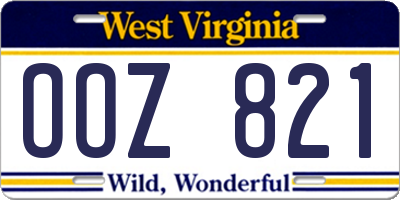 WV license plate OOZ821