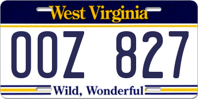 WV license plate OOZ827