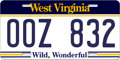 WV license plate OOZ832