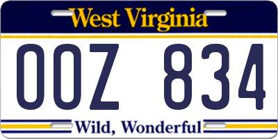 WV license plate OOZ834