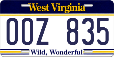 WV license plate OOZ835
