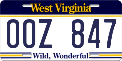 WV license plate OOZ847