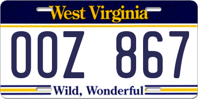 WV license plate OOZ867