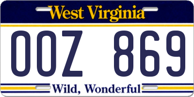 WV license plate OOZ869