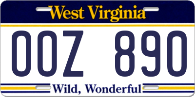 WV license plate OOZ890