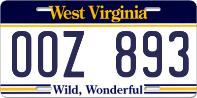 WV license plate OOZ893