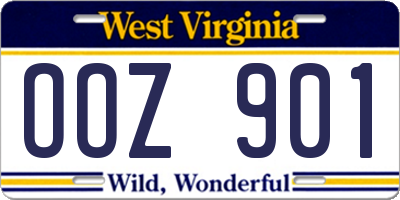 WV license plate OOZ901