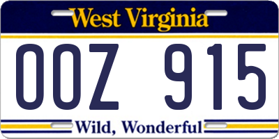 WV license plate OOZ915
