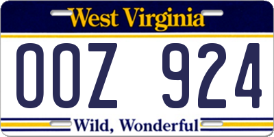 WV license plate OOZ924
