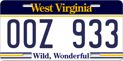 WV license plate OOZ933