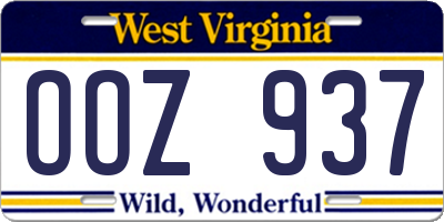 WV license plate OOZ937