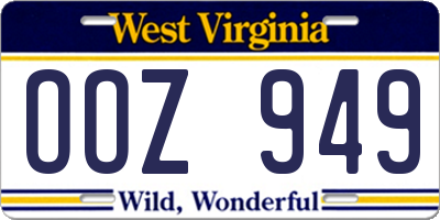 WV license plate OOZ949