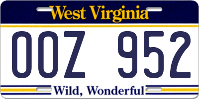WV license plate OOZ952