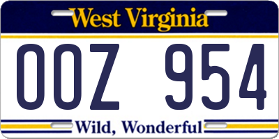 WV license plate OOZ954