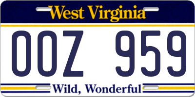 WV license plate OOZ959