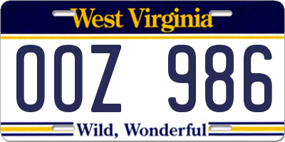 WV license plate OOZ986