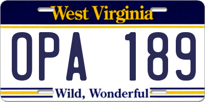 WV license plate OPA189