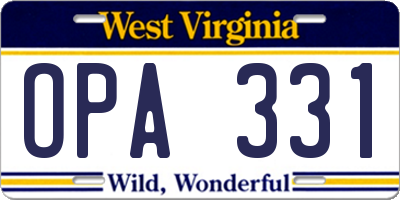 WV license plate OPA331
