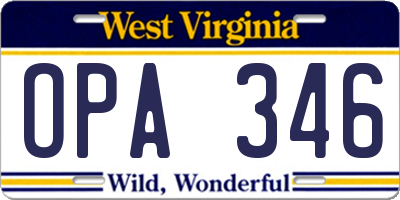 WV license plate OPA346