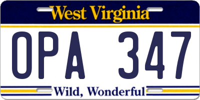 WV license plate OPA347