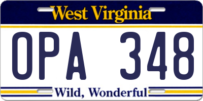 WV license plate OPA348
