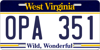 WV license plate OPA351