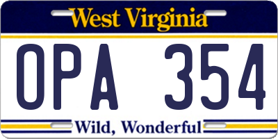 WV license plate OPA354