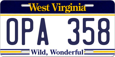 WV license plate OPA358