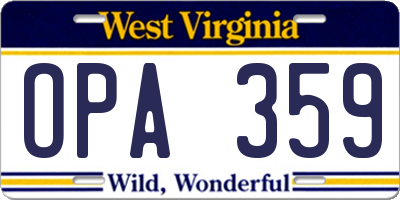 WV license plate OPA359
