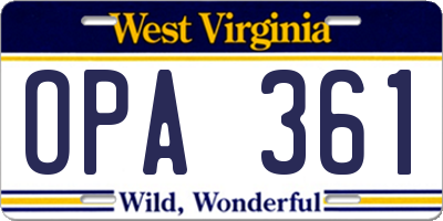 WV license plate OPA361