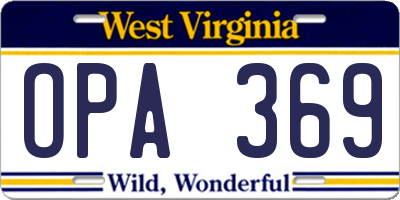 WV license plate OPA369