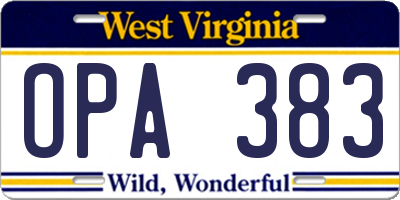 WV license plate OPA383