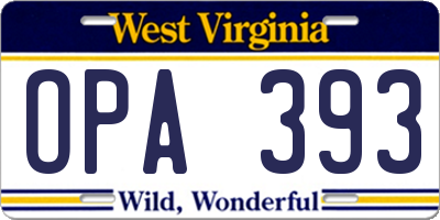 WV license plate OPA393