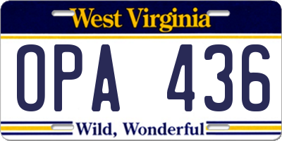 WV license plate OPA436