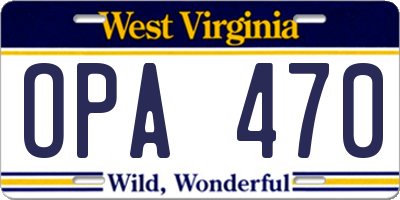 WV license plate OPA470
