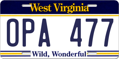 WV license plate OPA477