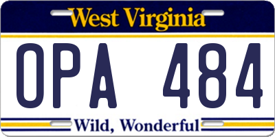 WV license plate OPA484