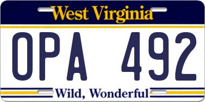 WV license plate OPA492