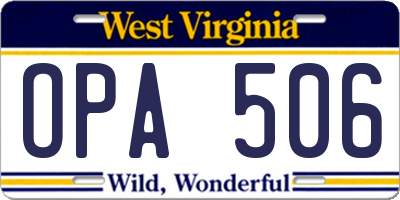 WV license plate OPA506