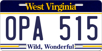 WV license plate OPA515