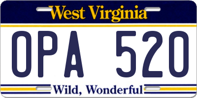 WV license plate OPA520