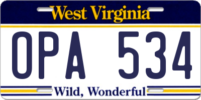 WV license plate OPA534