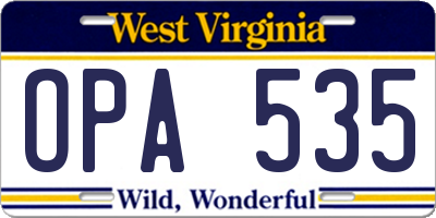WV license plate OPA535
