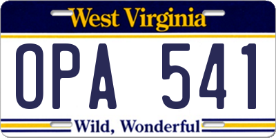 WV license plate OPA541