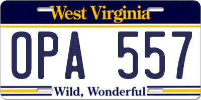 WV license plate OPA557