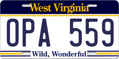 WV license plate OPA559