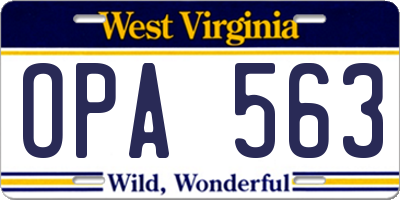 WV license plate OPA563