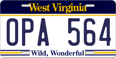 WV license plate OPA564