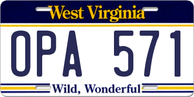 WV license plate OPA571