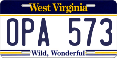 WV license plate OPA573